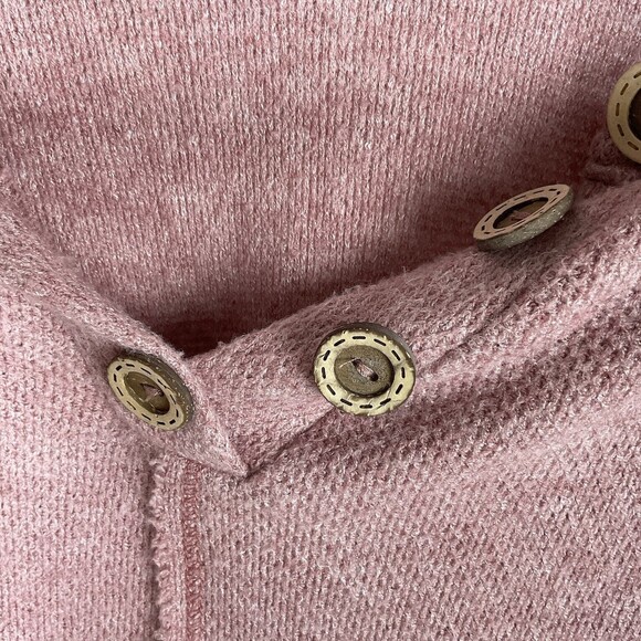 Bibi size L Slouchy Soft Oversized Sweater Reverse Seams Big Buttons Pink - Picture 3 of 5